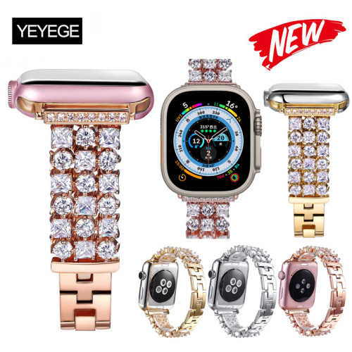 Luxury Diamond Bracelet For Apple Watch Ultra 49mm 44mm 38mm 40mm Strap Women Metal Correa For Apple Watch Band 9 8 45mm 42mm 41