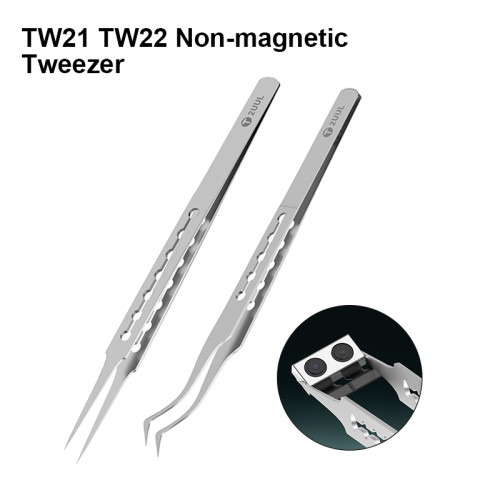 2UUL TW22 TW21 Straight Curved Head Non-magnetic Tweezers for Mobile Phone Maintenance Motherboard IC Chip Repair Clamp