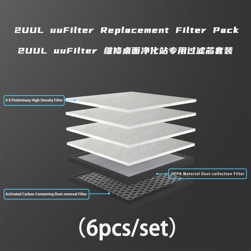 2UU 2UUL uu Filter uuFilter DeskTop Fume Extractor Smoke Absorber Replacement filter Pack 6pcs for One Set 2uul Smoker