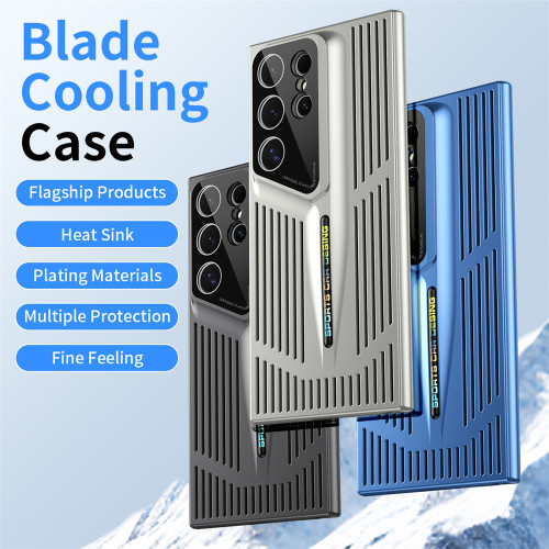 Blade Cooling Matte Phone Case for Samsung Galaxy S24 Ultra S23 S22 Plus Heat Dissipated Electroplated Solid Color Cover Funda