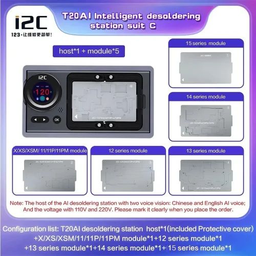 i2c T20 AI intelligent desoldering station preheating station For iPhone X-14Pro Max motherboard layered desoldering repair tool
