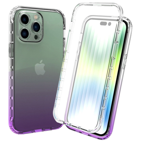 Built-in Screen Protector TPU Phone Case For iPhone 15 14 Plus 13 Pro Max Clear Transparent Full Body Shockproof Phone Cover