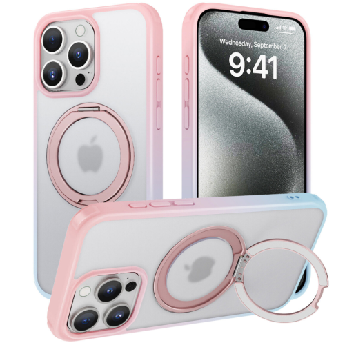 Magnetic for Magsafe Gradient Phone Case For iPhone 15 Plus 14 13 Pro Max Phone Stand Ring Holder Kickstand Phone Cover Shell