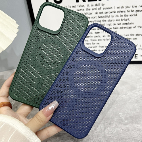 Luxury Honeycomb Heat Dissipation For Magsafe Magnetic Case For iPhone 15 14 13 12 11 Pro Max Plus PC TPU Wireless Charger Cover
