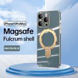 Luxury Plating Phone Case for Magsafe for iPhone 16 15 Plus 14 13 12 Pro Max Metal Ring Holder Magnetic Wireless Charge Phone Cover