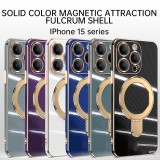 Luxury Plating Phone Case for Magsafe for iPhone 16 15 Plus 14 13 12 Pro Max Metal Ring Holder Magnetic Wireless Charge Phone Cover