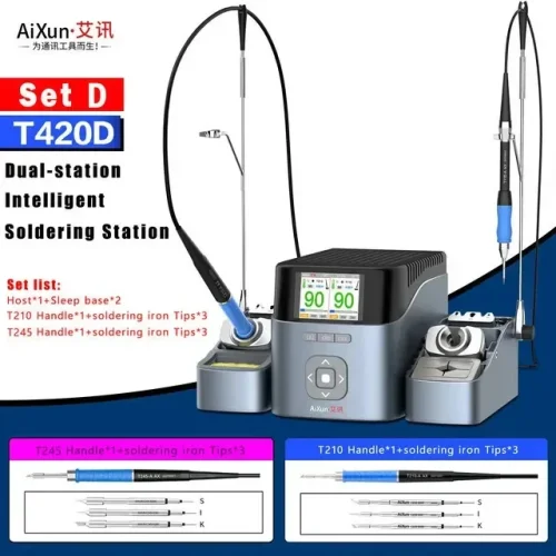Aixun T420D intelligent double station work at the same time,welding handle T245 T210 T115,C115 C245 C210 soldering head