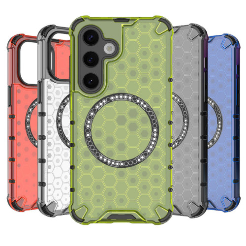 Wireless Charging Magnetic Case For Samsung Galaxy S23 S24 Plus Ultra A35 A55 5G S23FE 2in1 Honeycomb Hybrid Rubber Candy Cover