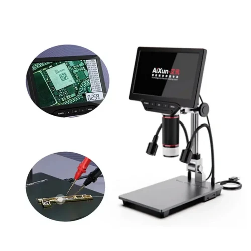AiXun DM21 DM23 5X-528X Industry Level With 7 inch HD Digital Measurement Video Microscope For Phone BGA PCB Soldering Repair Tool