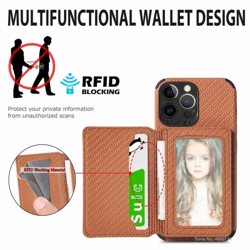 Carbon Fiber Magnetic Wallet Card Holder Case for IPhone 15 14 13 11 Pro Max 12 Mini X XS XR 8 7 Plus 3 SE 2022 IPhone15 Cover