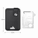 Leather Mobile Phone Card Bag Adhesive Back Sticker Universal Phone Stand Holder with Outdoor Tool Multifunctional