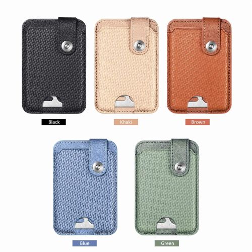 Leather Mobile Phone Card Bag Adhesive Back Sticker Universal Phone Stand Holder with Outdoor Tool Multifunctional
