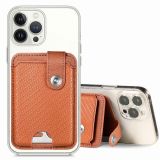 Leather Mobile Phone Card Bag Adhesive Back Sticker Universal Phone Stand Holder with Outdoor Tool Multifunctional