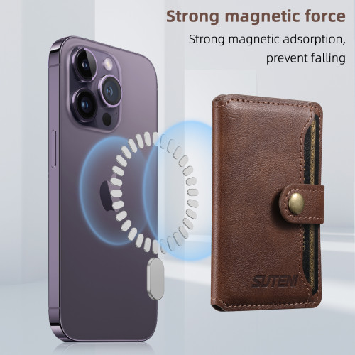 EUCAGR Leather Wallet Case For iPhone 15 Pro Max Magsafe Wireless Charging For iPhone 14 13 12 Card Holder with MagSafe Magnet