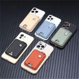 Leather Mobile Phone Card Bag Adhesive Back Sticker Universal Phone Stand Holder with Outdoor Tool Multifunctional