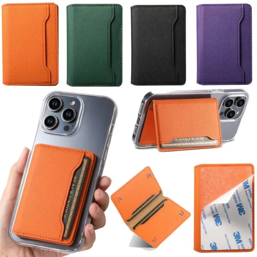 EUCAGR DIY Leather Stick Wallet Phone Case For iPhone Huawei Xiaomi 14 Pro OPPO VIVO Google Pixel 8 Oneplus 12 Samsung S24 Cover