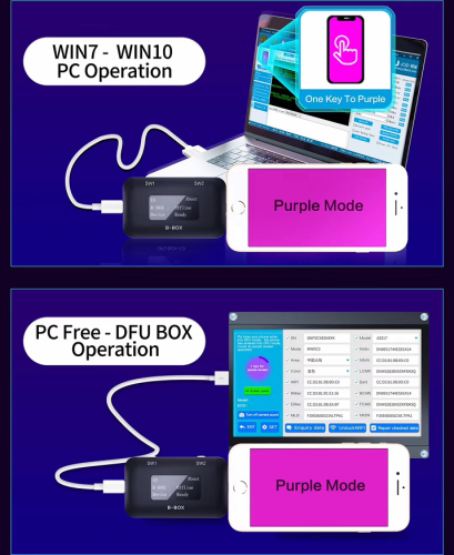 JCID B-BOX Pro Purple Screen Tool for A7-A11 One Key DFU Purple Mode and WiFi Unlock For iPSE-X/Mini1 Recovery Repair Tool