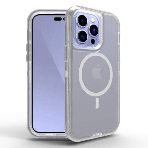 3 IN1 Clear Heavy Duty Shockproof Case For iPhone 14 13 12 15 Pro Max 14PLUS 15PLUS For Magsafe Magnetic Wireless Charging Cover