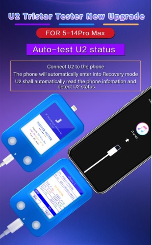 JCID JC U2 Tristar Tester Auto-test U2 Chip Status for iPhone X to 15PM Repair Tool