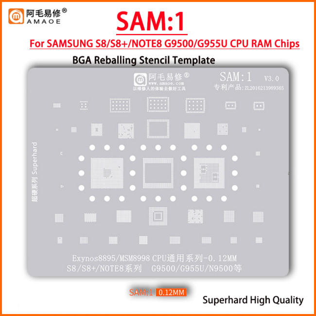 Amaoe SAM1-17 BGA Stencil Reballing For SAMSUNG S7/S7/S6/S8/S9/S10/S20/S21/S22 Ultra Note 10/9/8/6/5 A10 A20 A30 A40 A50 A60 A70