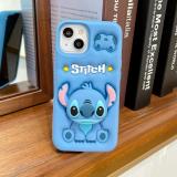 For iPhone 15 Pro Max 15 11 12 Pro 13 14 Pro Max 13Pro 3D Stitch Kitty Face Grip Tok Holder Cartoon Silicon Soft Phone Case