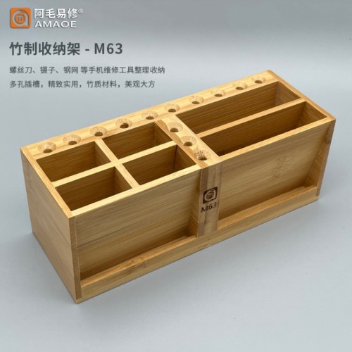 Amaoe Wooden Storage Box Screwdriver Tweezers Phone Repair Tool Container Maintenance Desktop Organizer