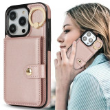 Luxury Ring PU Leather Wallet Card Phone Case for iPhone 17 Air 16  15 Pro Max 14 Plus 13 Mini 12 11 X XS XR SE 2022 8 7 Flip Satnd Cover