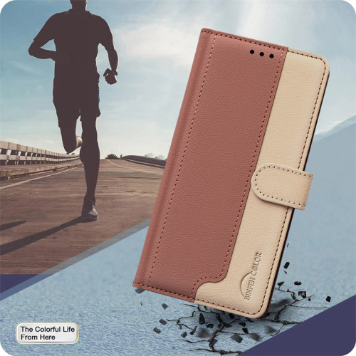 For Galaxy S24+ Color Block Phone Case for Samsung Galaxy S24 S23+ S22+ Ultra S23 FE S22Plus Leather Flip Case Card Pocket Funda