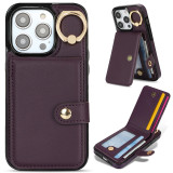 Luxury Ring PU Leather Wallet Card Phone Case for iPhone 17 Air 16  15 Pro Max 14 Plus 13 Mini 12 11 X XS XR SE 2022 8 7 Flip Satnd Cover