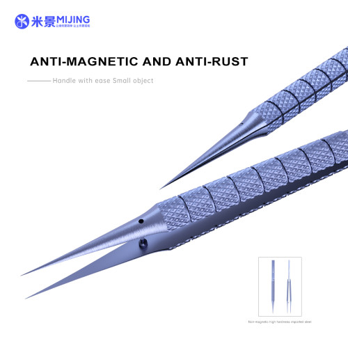 Mijing Anti-magnetic and anti-rust precision titanium alloy tweezers  pointed elbow Tweezers For Picking Tools Anti-slip