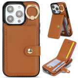 Luxury Ring PU Leather Wallet Card Phone Case for iPhone 17 Air 16  15 Pro Max 14 Plus 13 Mini 12 11 X XS XR SE 2022 8 7 Flip Satnd Cover