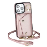 Lanyard Leather Zip Wallet Card Phone Case for iPhone  17 Air 16 15 Pro Max 14 Plus 13 Mini 12 11 X XR XS SE 2022 8 7 Ring Flip Stand Cover