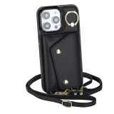 Lanyard Leather Zip Wallet Card Phone Case for iPhone  17 Air 16 15 Pro Max 14 Plus 13 Mini 12 11 X XR XS SE 2022 8 7 Ring Flip Stand Cover
