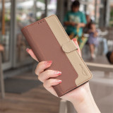 For Galaxy S24+ Color Block Phone Case for Samsung Galaxy S24 S23+ S22+ Ultra S23 FE S22Plus Leather Flip Case Card Pocket Funda