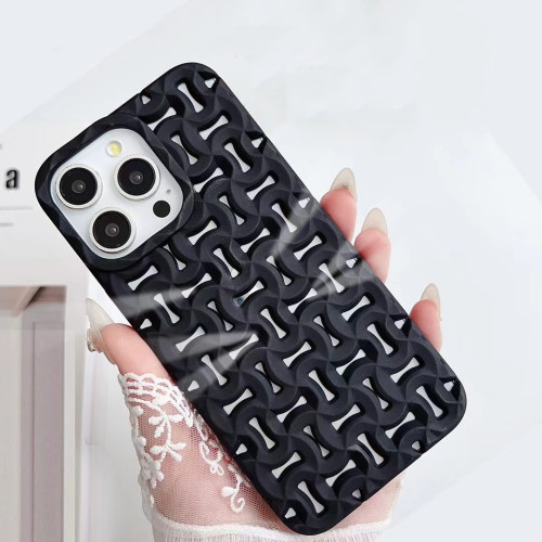 Mesh hollow heat dissipation silicon phone case for iPhone 15 14 13 12 11 Pro Max Titanium gray full shockproof soft back cover