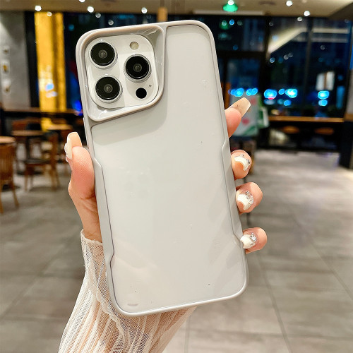 Luxury transparent shockproof silicone phone case for iPhone 15 14 13 12 11 Pro Max Titanium gray full anti-slip hard back cover