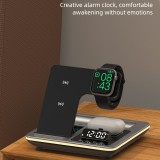 2024 5 in 1 Protable Wireless Fast Charger Dock Station for Galaxy S24 Ultra S23/S22 Watch 6/5/4/3/2 Classic with Warm Light