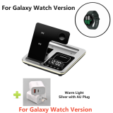 2024 5 in 1 Protable Wireless Fast Charger Dock Station for Galaxy S24 Ultra S23/S22 Watch 6/5/4/3/2 Classic with Warm Light
