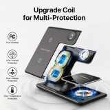 3 In 1 Foldable Wireless Charger Stand Pad LED Light 30W Fast Charging Station For iPhone 15 14 13 12 8 X iWatch 9 8 7 Airprods