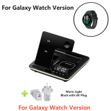 2024 5 in 1 Protable Wireless Fast Charger Dock Station for Galaxy S24 Ultra S23/S22 Watch 6/5/4/3/2 Classic with Warm Light
