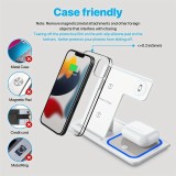 3 In 1 Foldable Wireless Charger Stand Pad LED Light 30W Fast Charging Station For iPhone 15 14 13 12 8 X iWatch 9 8 7 Airprods