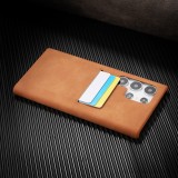 Ski PU Leather Card Slot Phone Case For Samsung Galaxy S24 Ultra S23 Ultra Top Botton and Side Empty Hole Hard Shockproof Shell