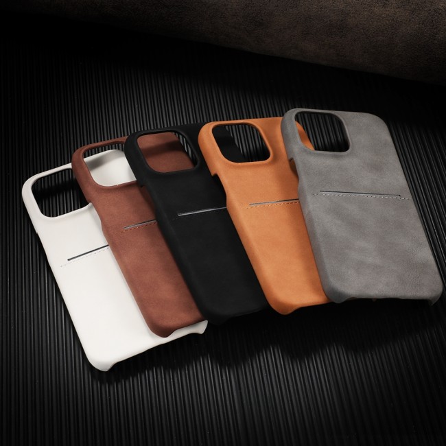 Skin PU Leather Card Slot Phone Case For iPhone 17 Air 16  12 13 14 15 16 Pro Max 14 15 Plus Top Bottom Empty Hard Shell