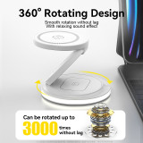 3 In 1 Wireless Charger Fast Charging Station Stand Dock 360 Rotation Base for iPhone 15 14 13 12 Pro Max Watch Airpods