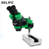 RELIFE M3T Trinocular Microscope with RL-004U Universal Movable base Stand 7X-45X Stereo Microscope Zoom Adjustable for Repair