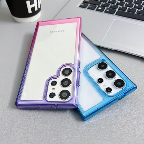 Gradient Armour Transparent Acrylic Phone Case for Samsung S23 S24 Ultra S22 Plus Air Cushion Bumper Shockproof Protection Cover