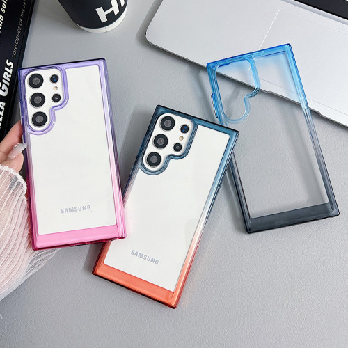 Gradient Armour Transparent Acrylic Phone Case for Samsung S23 S24 Ultra S22 Plus Air Cushion Bumper Shockproof Protection Cover