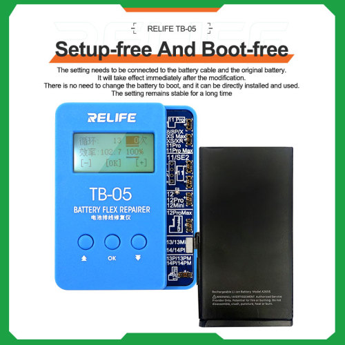 RELIFE TB-05 TB-06 Battery Cable Repair Instrument Setup-free and Boot-free Adapt to Various Models for IPhone IP8G-15PM
