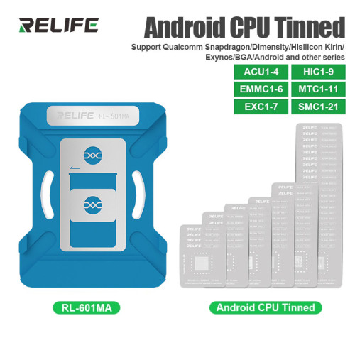 RELIFE RL-044 58PCS Android Series Chip Planting Tin Steel Stencil Set Support for Various Android Series Phones Repair Tools