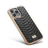 Snake Texture Leather Phone Case for iPhone 15 Pro Max 14 Plus 13 Pro 12 11 Luxury Plating Bumper Shockproof Hard Back Cover